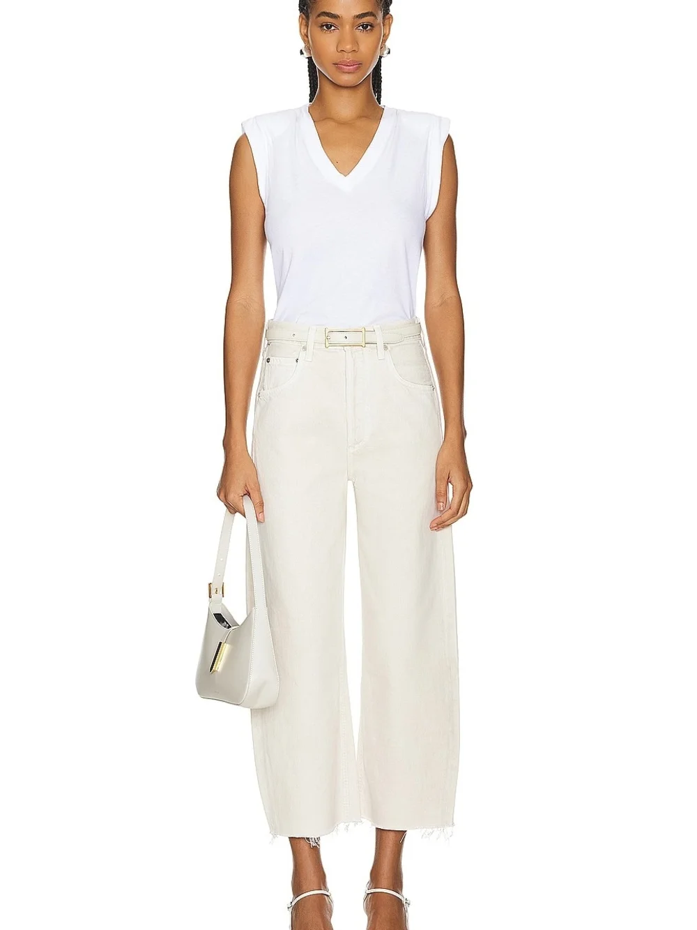 Citizens Of Humanity NWOT Ayla Undone Hem Crop Jeans in Almondette